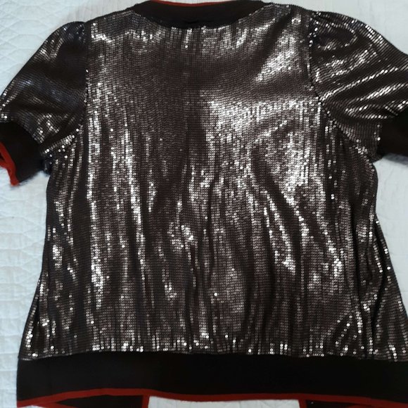 Robert Rodriguez women's brown sequined short sleeve cardigan with buttons - Picture 6 of 6